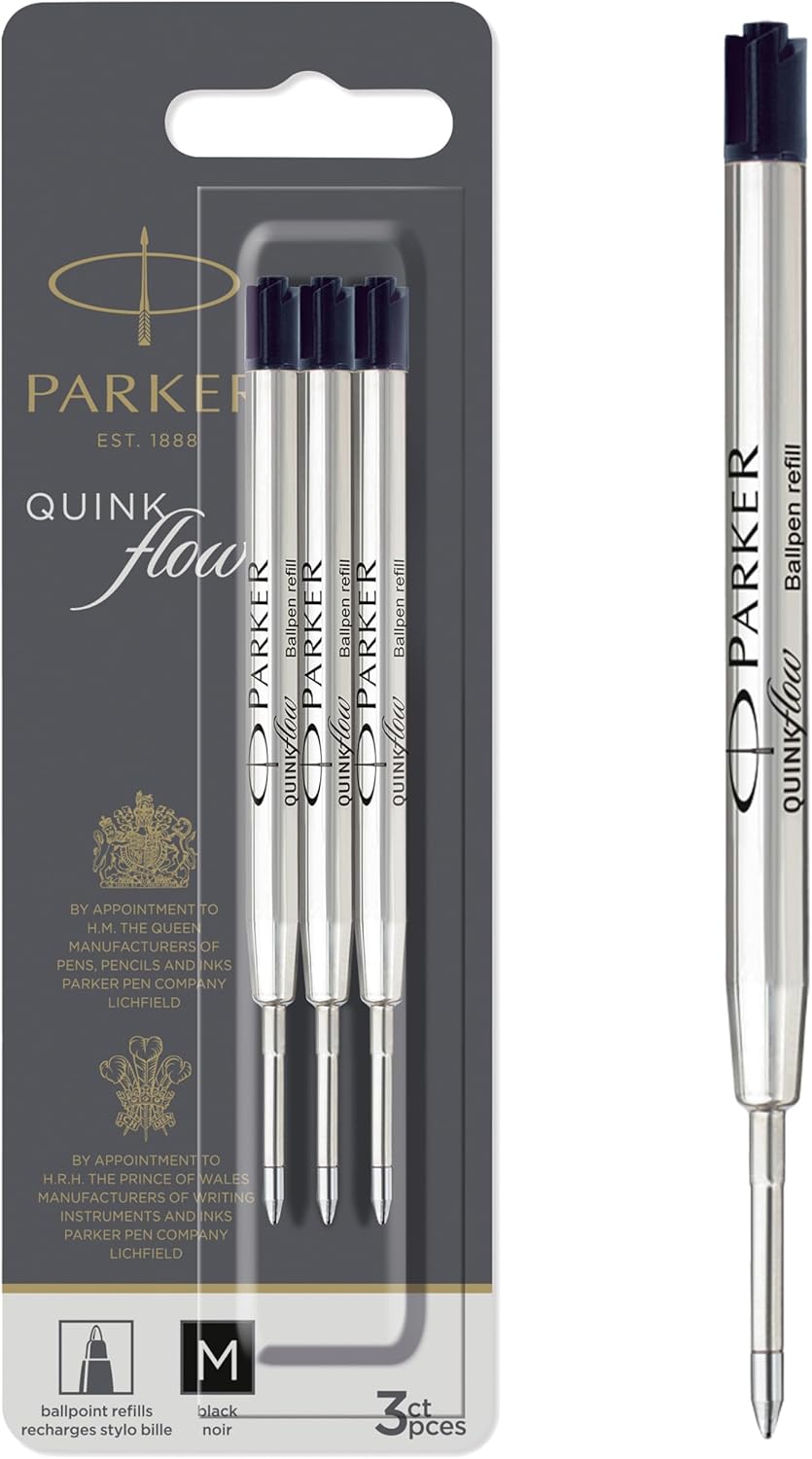 3-pack Parker QUINKflow Ballpoint Pen Ink Refills - Medium Nib