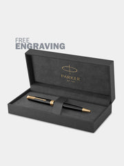 Parker Sonnet Black Lacquer Gold Trim Ballpoint pen with free personalisation engraving service