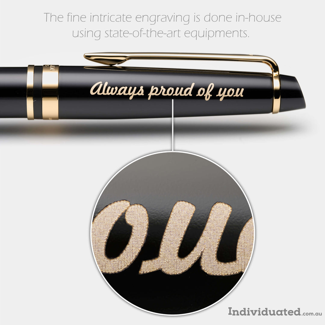 Personalised Waterman Expert ballpoint pen with fine intricate custom engraving