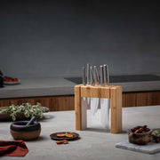 global Ikasu 7 piece knife block set on kitchen table
